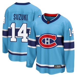 Montreal Canadiens Nick Suzuki Official Light Blue Fanatics Branded Breakaway Adult Special Edition 2.0 NHL Hockey Jersey