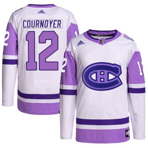 Montreal Canadiens Yvan Cournoyer Official White/Purple Adidas Authentic Youth Hockey Fights Cancer Primegreen NHL Hockey Jersey
