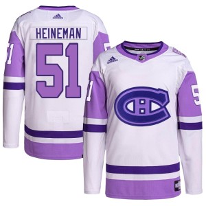 Montreal Canadiens Emil Heineman Official White/Purple Adidas Authentic Youth Hockey Fights Cancer Primegreen NHL Hockey Jersey