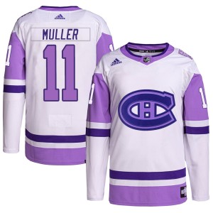 Montreal Canadiens Kirk Muller Official White/Purple Adidas Authentic Youth Hockey Fights Cancer Primegreen NHL Hockey Jersey