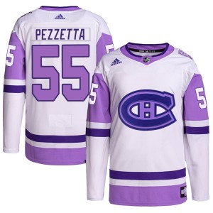 Montreal Canadiens Michael Pezzetta Official White/Purple Adidas Authentic Youth Hockey Fights Cancer Primegreen NHL Hockey Jersey