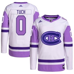Montreal Canadiens Luke Tuch Official White/Purple Adidas Authentic Youth Hockey Fights Cancer Primegreen NHL Hockey Jersey