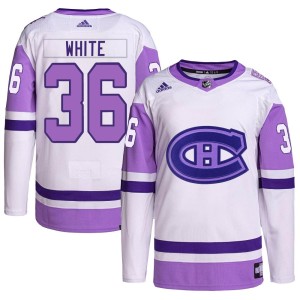 Montreal Canadiens Colin White Official White/Purple Adidas Authentic Youth Hockey Fights Cancer Primegreen NHL Hockey Jersey