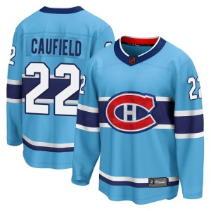 Montreal Canadiens Cole Caufield Official Light Blue Fanatics Branded Breakaway Youth Special Edition 2.0 NHL Hockey Jersey