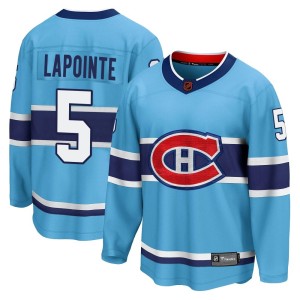 Montreal Canadiens Guy Lapointe Official Light Blue Fanatics Branded Breakaway Youth Special Edition 2.0 NHL Hockey Jersey