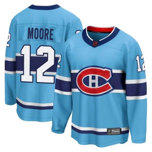 Montreal Canadiens Dickie Moore Official Light Blue Fanatics Branded Breakaway Youth Special Edition 2.0 NHL Hockey Jersey