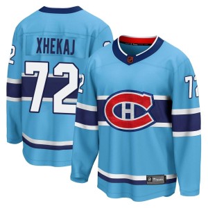Montreal Canadiens Arber Xhekaj Official Light Blue Fanatics Branded Breakaway Youth Special Edition 2.0 NHL Hockey Jersey