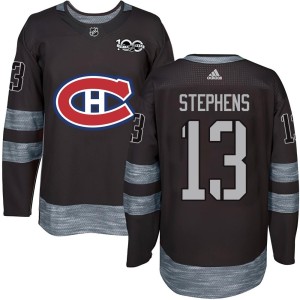 Montreal Canadiens Mitchell Stephens Official Black Authentic Youth 1917-2017 100th Anniversary NHL Hockey Jersey