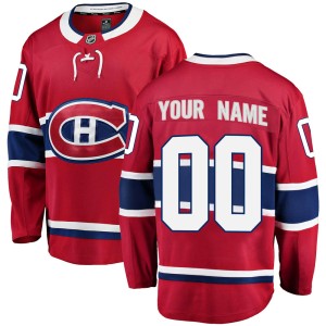 Montreal Canadiens Custom Official Red Fanatics Branded Breakaway Adult Custom Home NHL Hockey Jersey