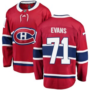 Montreal Canadiens Jake Evans Official Red Fanatics Branded Breakaway Adult Home NHL Hockey Jersey