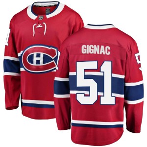 Montreal Canadiens Brandon Gignac Official Red Fanatics Branded Breakaway Adult Home NHL Hockey Jersey