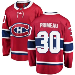 Montreal Canadiens Cayden Primeau Official Red Fanatics Branded Breakaway Adult Home NHL Hockey Jersey