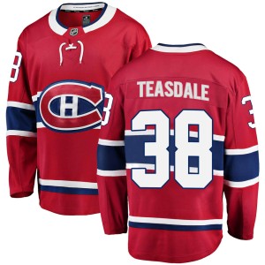 Montreal Canadiens Joel Teasdale Official Red Fanatics Branded Breakaway Adult Home NHL Hockey Jersey