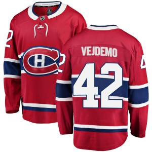 Montreal Canadiens Lukas Vejdemo Official Red Fanatics Branded Breakaway Adult Home NHL Hockey Jersey