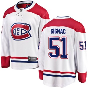 Montreal Canadiens Brandon Gignac Official White Fanatics Branded Breakaway Youth Away NHL Hockey Jersey