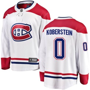 Montreal Canadiens Nikolas Koberstein Official White Fanatics Branded Breakaway Youth Away NHL Hockey Jersey