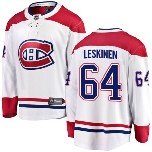 Montreal Canadiens Otto Leskinen Official White Fanatics Branded Breakaway Youth Away NHL Hockey Jersey