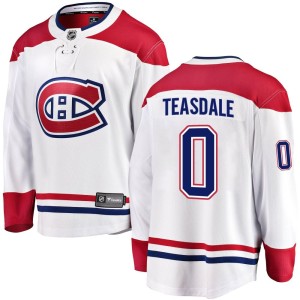 Montreal Canadiens Joel Teasdale Official White Fanatics Branded Breakaway Youth Away NHL Hockey Jersey