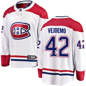 Montreal Canadiens Lukas Vejdemo Official White Fanatics Branded Breakaway Youth Away NHL Hockey Jersey