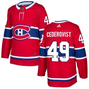 Montreal Canadiens Filip Cederqvist Official Red Adidas Authentic Adult Home NHL Hockey Jersey