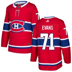 Montreal Canadiens Jake Evans Official Red Adidas Authentic Adult Home NHL Hockey Jersey