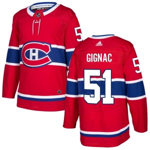 Montreal Canadiens Brandon Gignac Official Red Adidas Authentic Adult Home NHL Hockey Jersey