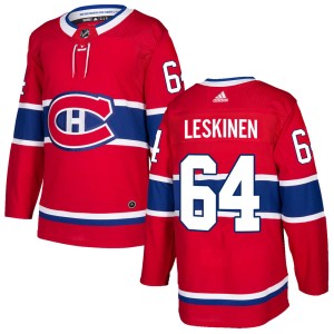 Montreal Canadiens Otto Leskinen Official Red Adidas Authentic Adult Home NHL Hockey Jersey