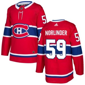 Montreal Canadiens Mattias Norlinder Official Red Adidas Authentic Adult Home NHL Hockey Jersey