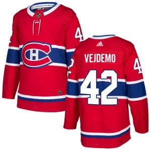 Montreal Canadiens Lukas Vejdemo Official Red Adidas Authentic Adult Home NHL Hockey Jersey