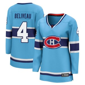 Montreal Canadiens Jean Beliveau Official Light Blue Fanatics Branded Breakaway Women's Special Edition 2.0 NHL Hockey Jersey