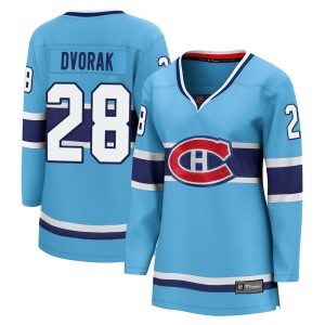 Montreal Canadiens Christian Dvorak Official Light Blue Fanatics Branded Breakaway Women's Special Edition 2.0 NHL Hockey Jersey
