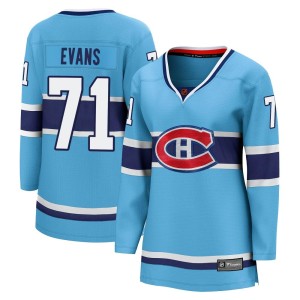 Montreal Canadiens Jake Evans Official Light Blue Fanatics Branded Breakaway Women's Special Edition 2.0 NHL Hockey Jersey