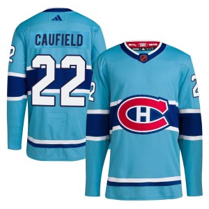 Montreal Canadiens Cole Caufield Official Light Blue Adidas Authentic Adult Reverse Retro 2.0 NHL Hockey Jersey