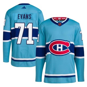 Montreal Canadiens Jake Evans Official Light Blue Adidas Authentic Adult Reverse Retro 2.0 NHL Hockey Jersey