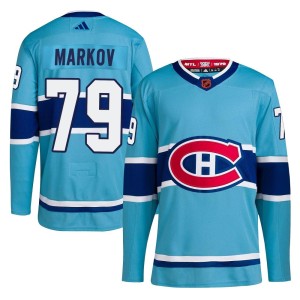 Montreal Canadiens Andrei Markov Official Light Blue Adidas Authentic Adult Reverse Retro 2.0 NHL Hockey Jersey
