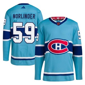 Montreal Canadiens Mattias Norlinder Official Light Blue Adidas Authentic Adult Reverse Retro 2.0 NHL Hockey Jersey