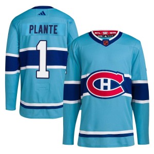Montreal Canadiens Jacques Plante Official Light Blue Adidas Authentic Adult Reverse Retro 2.0 NHL Hockey Jersey