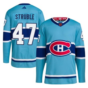 Montreal Canadiens Jayden Struble Official Light Blue Adidas Authentic Adult Reverse Retro 2.0 NHL Hockey Jersey
