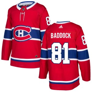 Montreal Canadiens Brandon Baddock Official Red Adidas Authentic Youth Home NHL Hockey Jersey
