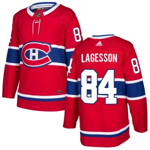 Montreal Canadiens William Lagesson Official Red Adidas Authentic Youth Home NHL Hockey Jersey