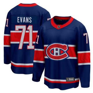 Montreal Canadiens Jake Evans Official Blue Fanatics Branded Breakaway Youth 2020/21 Special Edition NHL Hockey Jersey