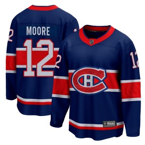 Montreal Canadiens Dickie Moore Official Blue Fanatics Branded Breakaway Youth 2020/21 Special Edition NHL Hockey Jersey