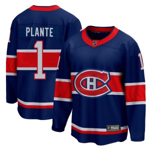 Montreal Canadiens Jacques Plante Official Blue Fanatics Branded Breakaway Youth 2020/21 Special Edition NHL Hockey Jersey