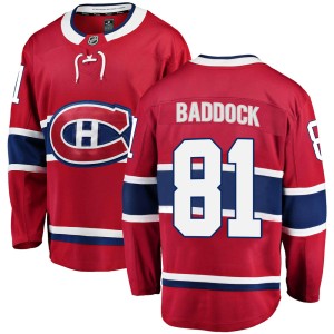 Montreal Canadiens Brandon Baddock Official Red Fanatics Branded Breakaway Youth Home NHL Hockey Jersey