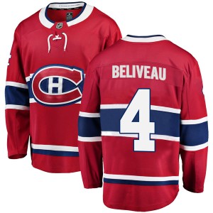 Montreal Canadiens Jean Beliveau Official Red Fanatics Branded Breakaway Youth Home NHL Hockey Jersey