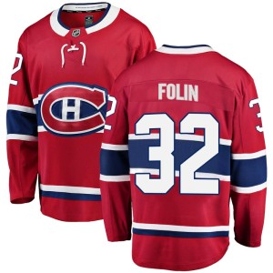 Montreal Canadiens Christian Folin Official Red Fanatics Branded Breakaway Youth Home NHL Hockey Jersey