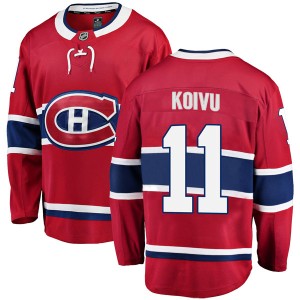Montreal Canadiens Saku Koivu Official Red Fanatics Branded Breakaway Youth Home NHL Hockey Jersey
