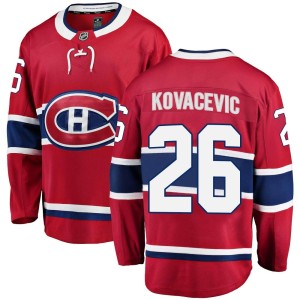 Montreal Canadiens Johnathan Kovacevic Official Red Fanatics Branded Breakaway Youth Home NHL Hockey Jersey