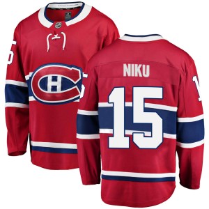 Montreal Canadiens Sami Niku Official Red Fanatics Branded Breakaway Youth Home NHL Hockey Jersey