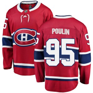 Montreal Canadiens Kevin Poulin Official Red Fanatics Branded Breakaway Youth Home NHL Hockey Jersey